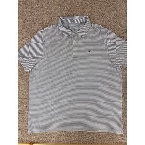 Vineyard Vines Edgartown Polo Shirt Mens 2XL Blue White Pima Cotton Performance